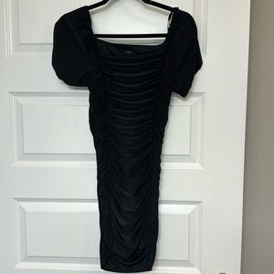 Black bodycon ruched dress